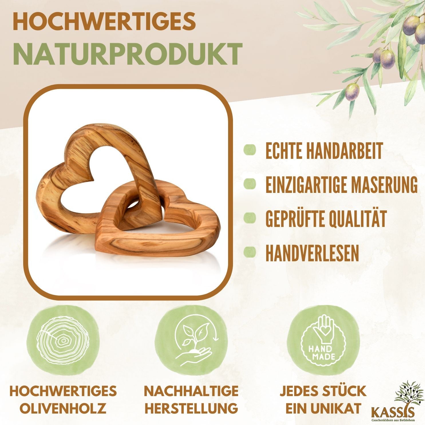 Olivenholz Verbundene Herzen schönes Geschenk zur Hochzeit Verlobung Jubiläum Valentinstag