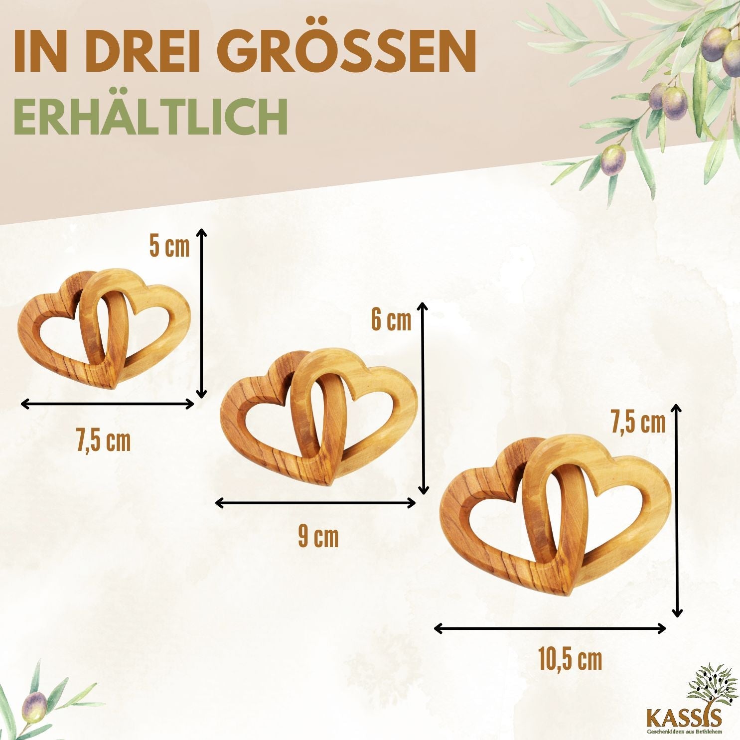 Olivenholz Verbundene Herzen schönes Geschenk zur Hochzeit Verlobung Jubiläum Valentinstag